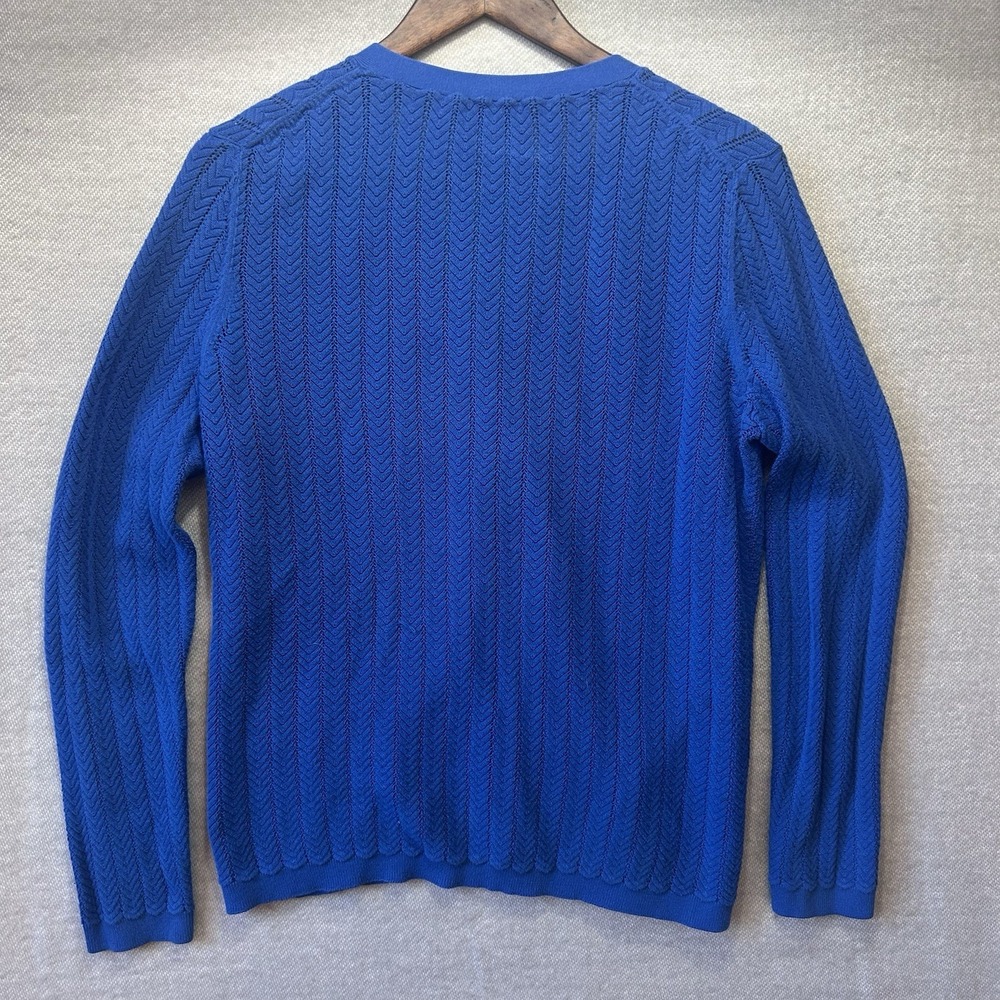 Talbots Women's 100% Pima Cotton Ponte Knit Cardigan Sweater Large Royal Blue - Picture 3 of 6